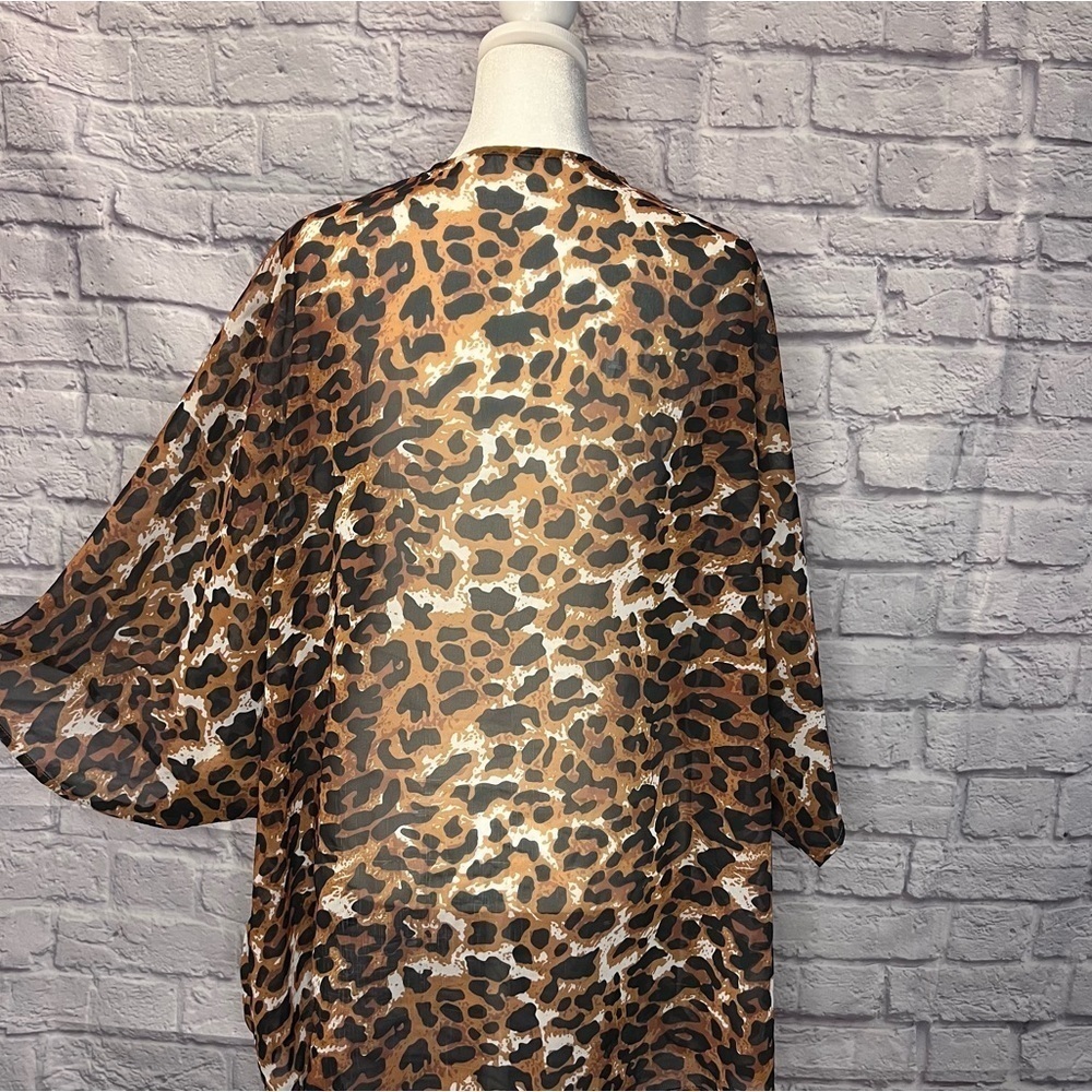 CHEETAH Print Wide Sleeve Kimono Cardigan - Picture 2 of 3